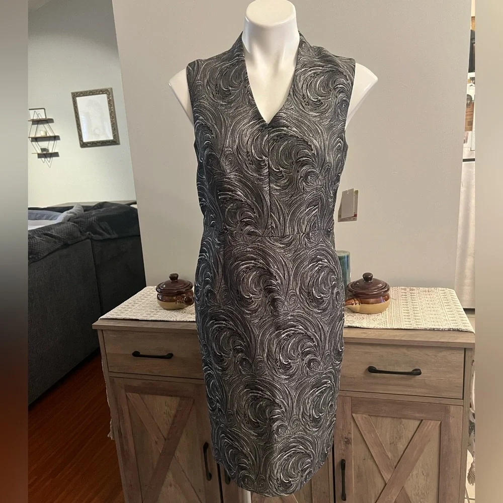 NWT Kasper silver multi design shift dress - Picture 2 of 5